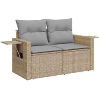 vidaXL Ensemble de canapés de jardin , 9 pièces, 6 places, beige et gris clair
