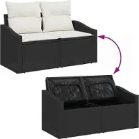 vidaXL Ensemble de canapés avec coussins 5 pcs noir et crème poly rotin