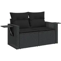 vidaXL Ensemble de salon de jardin 6 pièces avec coussins noir poly rotin