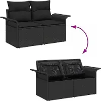 vidaXL Ensemble de canapé de jardin avec coussin avec mémoire 13 pcs noir