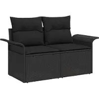 vidaXL Ensemble de canapé de jardin avec coussins 5 pcs noir poly rotin