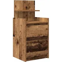 vidaXL Table de chevet avec 2 tiroirs vieux bois 38x34x80 cm