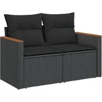 vidaXL Ensemble de salon de jardin 4 pièces avec coussins noir poly rotin