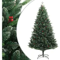 vidaXL Sapin de Noël artificiel à charnières avec baies rouges 240 cm