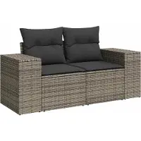 vidaXL Ensemble de canapés de jardin , 14 pièces, gris, en résine tressée