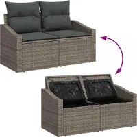 vidaXL Ensemble de canapés de jardin avec coussins et rangement, 6 pièces, gris