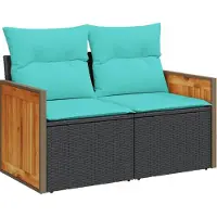 vidaXL Ensemble de 7 canapés de jardin avec coussins, polyrattan noir