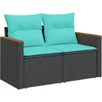 vidaXL Ensemble de 10 canapés de jardin avec coussins, polyrattan noir
