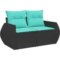 vidaXL Ensemble de 9 canapés de jardin avec coussins, polyrattan noir