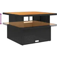 vidaXL Table de jardin noire 110x110x71 cm Poly rotin et bois d'acacia