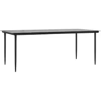 vidaXL Table de jardin noire 200x100x74 cm Acier et verre trempé