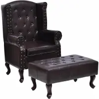 vidaXL Fauteuil avec repose-pied Marron foncé Similicuir