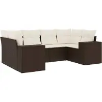 vidaXL Ensemble de salon de jardin 6 pièces avec coussins Marron Poly Rattan