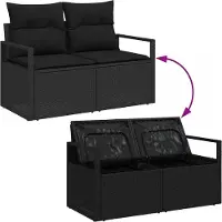 vidaXL Ensemble de canapé de jardin avec coussins 5 pcs noir Poly rotin