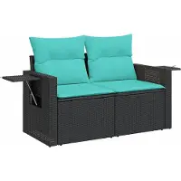 vidaXL Ensemble de salon de jardin 6 pièces avec coussins noir poly rotin