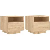 vidaXL Armoires de chevet avec lumières LED 2 pcs chêne sonoma