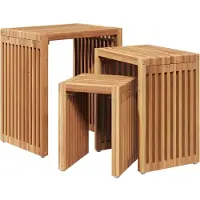 vidaXL : Table d'appoint pour jardin, lot de 3, couleur marron, dimensions : 33 x 44,5 x 51 cm