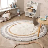 Little Olly Tapis rond lavable pour enfant - Milo Gris | Ø 80 cm | Rond | Pile courte