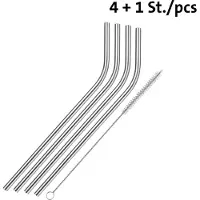 Westmark 4 Trinkhalme Edel. Knick geb. + Reinigungsb., ø 6 x 215 mm, Pailles, Gris