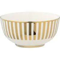 J-Line Coffret De 2 Bols Ligné Doré Et Blanc En Porcelaine