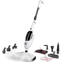 URGOODS - Nettoyeur vapeur haute pression 2-en-1 et sèche-mains - plastique blanc - comprend 8 accessoires et 2 chiffons en microfibre - pour sols et canapés - multifonctionnel et hygiénique