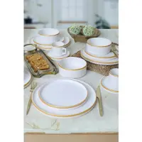 Keramika Ensemble de vaisselle - Mat White/Gold Stackable - 20 pièces - 4 personnes - Faïence