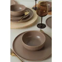 Keramika Service de table en céramique - Nordic Mat Taupe - 18 pièces - 6 couverts - Faïence