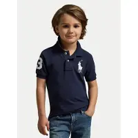 Ralph Lauren pour garçon. 322670257014 Polo en piqué de coton avec Big Pony marine (2años= 94/100cm), Casuel, Manche courte, mode enfan