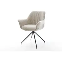DELIFE Chaise-de-salle-à-manger Keila-Flex avec accoudoirs tissu tissé doux beige pied croisé conique noir