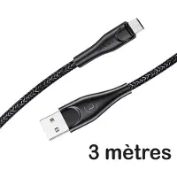 Usams Câble USB - Micro-USB de Usams Braided 3m tressé Nylon