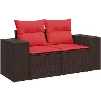 vidaXL Ensemble de 5 canapés de jardin avec coussins, marron, polyrattan