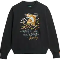Superdry Femme Sweat ras du cou Ample Brodé Suika Black Taille: 40