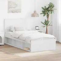 vidaXL Cadre de lit avec tête de lit Blanc 90 x 190 cm Bois composite