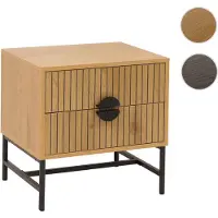 Mendler Table de chevet HWC-O39, table d'appoint, table de nuit, armoire, tiroir, mélamine, MDF, métal, 50 x 48 x 39 cm naturel