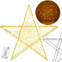 Springos Étoile LED - 55 cm, 100 LED, 3 piles AA, IP20, blanc chaud