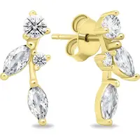 Brilio Silver - Superbes boucles d'oreilles plaquées or avec zircons EA619Y, (Argent)
