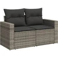 vidaXL Ensemble de salon de jardin 6 pièces avec coussins Gris Poly rotin