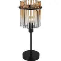 Globo Lampe de table noire Gorley avec verre ambré Ø 15cm