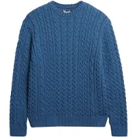 Superdry pour homme. M6110697A Pull Jacob Cable bleu (S), Casuel, Acrylique
