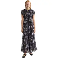 Scotch & Soda Gathered Short Sleeve Long Dress Noir 34 Femme