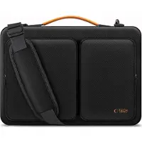 TechProtection Sac à bandoulière pour ordinateur portable 13-14", Defender Bag, noir/orange