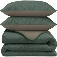 Sleeptime Couverture "Sleeptime Lazy" unie, vert/gris taupe, 240 x 200 cm, avec housses de coussin
