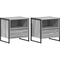 vidaXL Table de chevet avec tiroir 2 pcs Gris Sonoma 50 x 39,5 x 50 cm