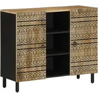 vidaXL Sideboard 90x33,5x75 cm Bois de manguier rugueux
