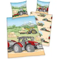 Herding Parure de lit réversible "Traktor" pour enfants (200 x 135 cm, 80 x 80 cm)