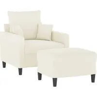 Syfax Fauteuil avec repose-pied Crème 60 cm Velours