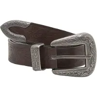 Pull&Bear Ceinture 'STWD' brun foncé / argent