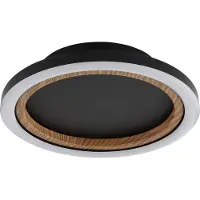 Globo Plafonnier LED, aspect bois, noir, D 20,5 cm