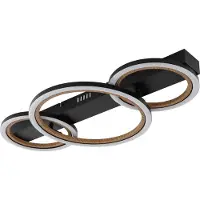 Globo Plafonnier LED, aspect bois, Ring Design, L 58 cm