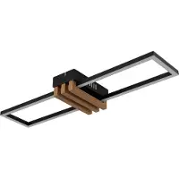 Globo Plafonnier LED, noir mat, aspect bois foncé, L 60 cm
